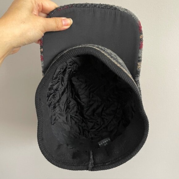 Vintage Crown Cap Gray Ikat Wool Cap w/ Earflaps - Small, Unisex ??